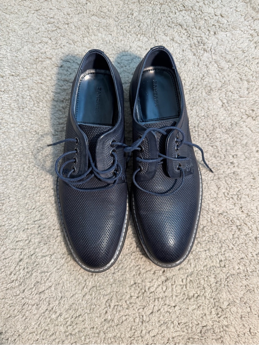 Zanzara Men’s Navy Textured Lace-Up Dress Shoes